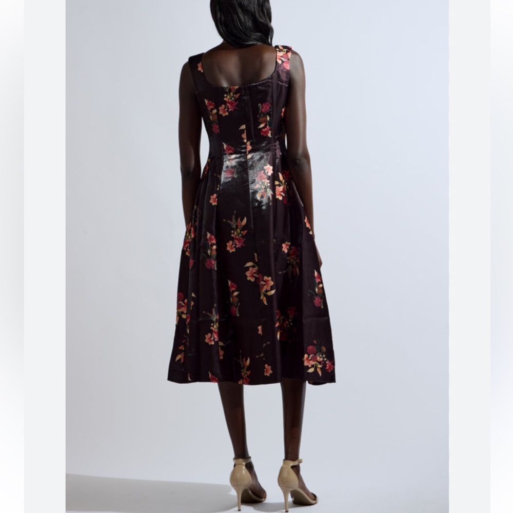 💝 La Fuori 100% Silk Floral Black Dress Women’s size small. - Picture 2 of 12